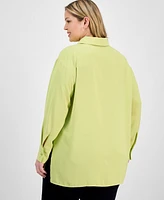 I.n.c. International Concepts Plus Collared Split-Side Shirt, Exclusively at Macy's