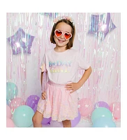 Sweet Wink Toddler Girls Pastel Rainbow BDay Patch Lavender Short Sleeve T-Shirt