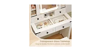 Makeup Vanity Desk with Mirror and Adjustable Storage Shelves