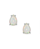 Bling Jewelry Tiny Petite Mini Teardrop Solitaire Created White Opal Stud Earrings .925 Sterling Silver