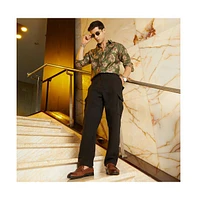 Campus Sutra Men's Midnight Black Straight-Fit Cargo Trousers