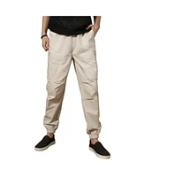 Campus Sutra Men's Saltbox Beige Parachute Utility Trousers
