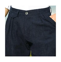 Campus Sutra Men's Prussian Blue Velvique Tailored Trousers