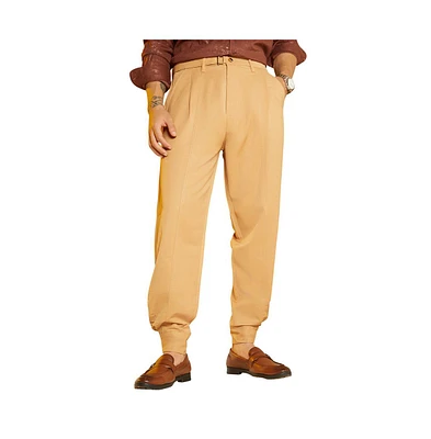 Campus Sutra Men's Khaki Beige Panelled Gurkha Trousers