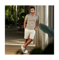 Campus Sutra Men's French Beige & Off White Zig-Zag Knit Polo T-Shirt