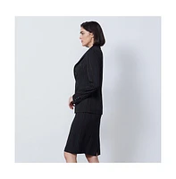Etcetera Women's Colorful Black with Pinstripes Blazer Conversation