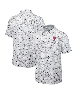 Tommy Bahama Men's Gray Philadelphia Phillies Nova Wave Riptide Rally Camp Button-Up Short Sleeve Shirt
