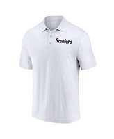 Fanatics Men's White Pittsburgh Steelers Lockup Polo Shirt