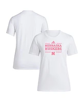 Adidas Women's White Nebraska Huskers 2024 Breast Cancer Awareness Pregame T-Shirt