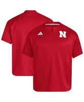 Adidas Men's Red Nebraska Huskers Dugout Coaches Adizero Notch Neck Pullover Sweatshirt
