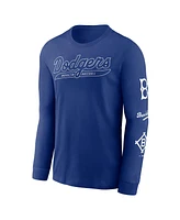 Nike Men's Royal Brooklyn Dodgers Cooperstown Collection Knockout Long Sleeve T-Shirt