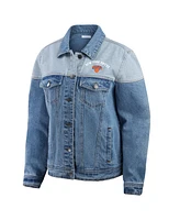 Wear by Erin Andrews Women's Blue New York Knicks Full-Button Denim Jacket