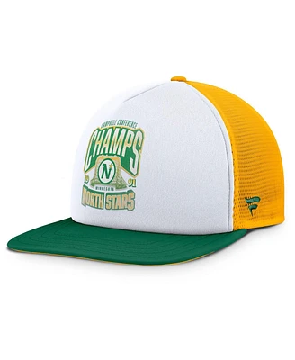 Fanatics Men's White/Green Minnesota North Stars Decades Collection Foam Front Snapback Hat
