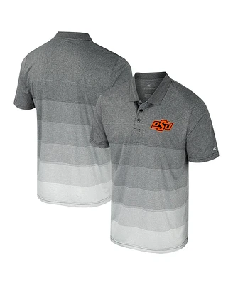 Colosseum Men's Gray Oklahoma State Cowboys Striped Mesh Polo Shirt