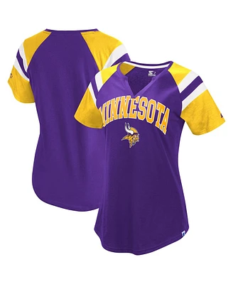 Starter Women's Purple Minnesota Vikings Game On Notch Neck Raglan T-Shirt