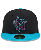 New Era Men's Black/Teal Miami Marlins 2025 City Connect Batting Practice 59FIFTY Fitted Hat