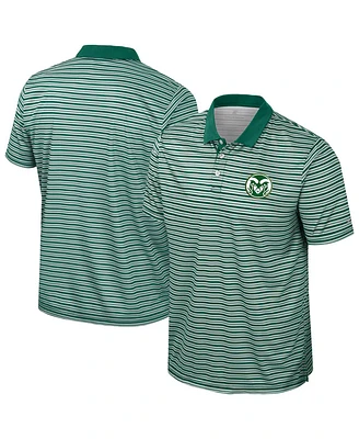 Colosseum Men's Green Colorado State Rams Striped Polo Shirt