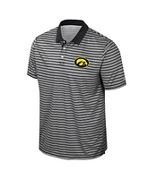 Colosseum Men's Black Iowa Hawkeyes Striped Polo Shirt