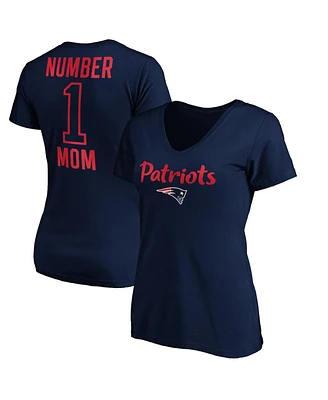 Fanatics Women's Navy New England Patriots 1 Mom Team Logo V-Neck T-Shirt