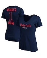 Fanatics Women's Navy New England Patriots 1 Mom Team Logo V-Neck T-Shirt
