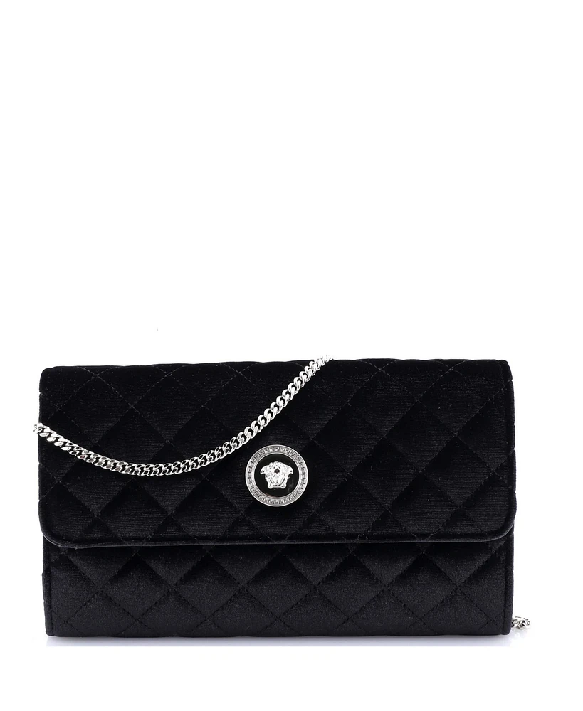 Pre-Owned Versace La Medusa Chain Clutch Quilted Velvet