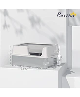 PawHut Stainless Steel Litter Box, Enclosed Cat Litter Box, Light