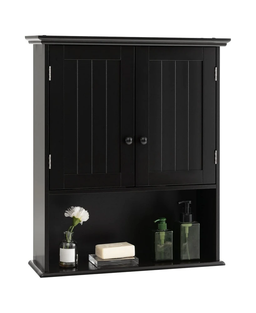 2-Door Wall Mount Bathroom Storage Cabinet with Open Shelf