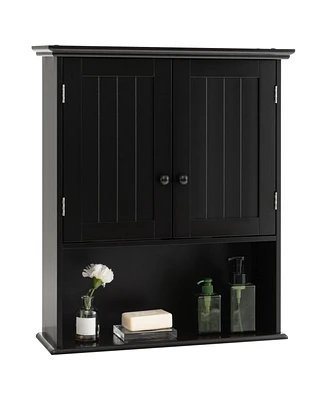 2-Door Wall Mount Bathroom Storage Cabinet with Open Shelf