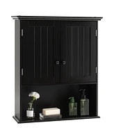 2-Door Wall Mount Bathroom Storage Cabinet with Open Shelf