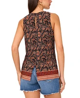 Vince Camuto Women's Border-Print Keyhole Tank Top