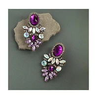 Sohi Shimmering Rhinestone Statement Dangling Drop Earrings