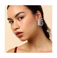 Sohi Silver-Plated Rhinestones Stud Earrings