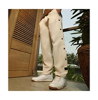 Campus Sutra Men's Off-White Side-Snap Straight Trousers