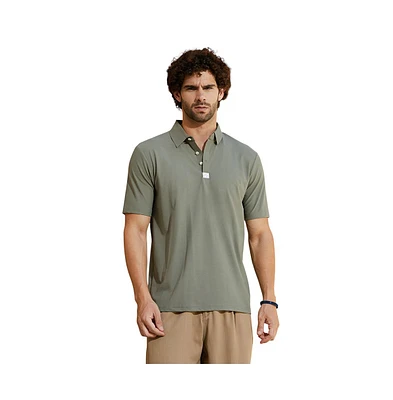 Campus Sutra Men's Olive Green Seamless Cuboid Polo T-Shirt