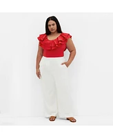 City Chic Plus Frill Shoulder Bodysuit