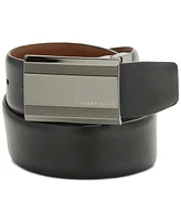 Perry Ellis Portfolio Men's Black Logo-Buckle Belt