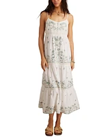 Lucky Brand Women's Embroidered Floral Sleeveless Maxi Dress
