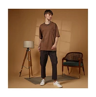 Campus Sutra Men's Chocolate Brown Solid Oversized T-Shirt