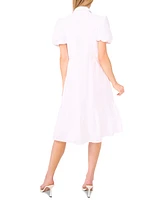 CeCe Women's Bubble-Short-Sleeve Tiered Midi Dress