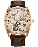 Citizen Eco-Drive Men's Disney Mickey Mouse Brown Leather Strap Watch 42mm