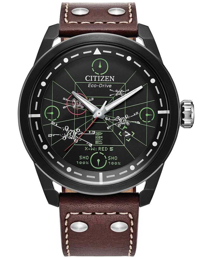 Citizen Eco-Drive Men's Star Wars X-Wing & Tie Fighter Brown Leather Strap Watch 45mm