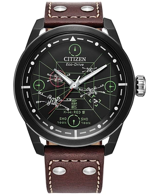 Citizen Eco-Drive Men's Star Wars X-Wing & Tie Fighter Brown Leather Strap Watch 45mm