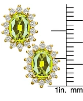 Peridot (1 ct. t.w.) & Lab Grown White Sapphire (1/8 ct. t.w.) Oval Stud Earrings in 14K Gold over Sterling Silver