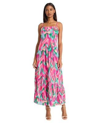 Donna Morgan Women's Sleeveless Straight-Neck Maxi Dress