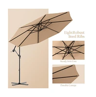 10 Feet Patio Umbrella with Crank and Solar Led Lights