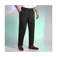 Campus Sutra Men's Midnight Black Corduroy Tailored Trousers