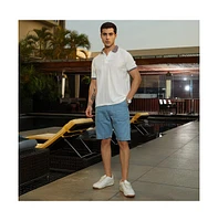 Campus Sutra Men's Chalk White & Pastel Purple Contrast Open-Knit Polo T-Shirt
