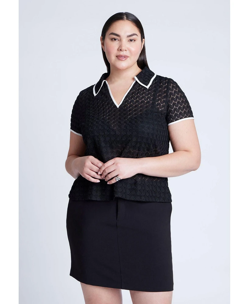 Eloquii Plus Textured Polo Shirt