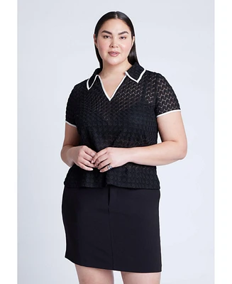 Eloquii Plus Textured Polo Shirt