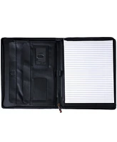 Alpine Swiss Leather Zippered Writing Pad Portfolio Business Briefcase Organizer